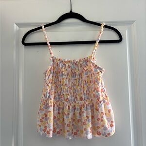 SO Multicolor Floral Ruffled Smocked Tank Top Size M